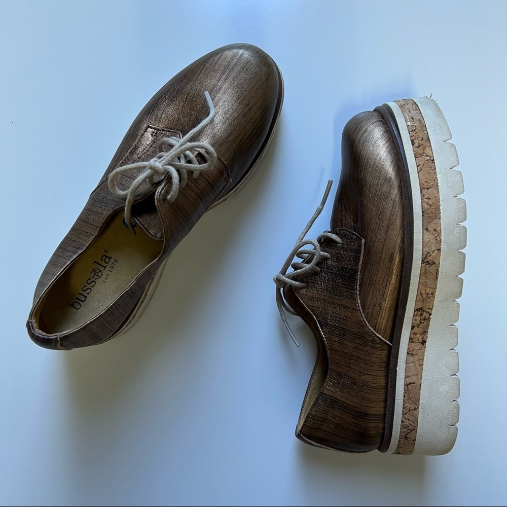Bussola Platform Oxford Shoes Metallic Bronze 36